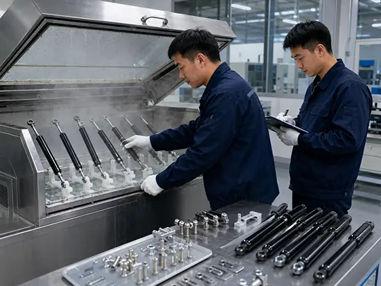 Salt spray and corrosion resistance testing for gas springs
